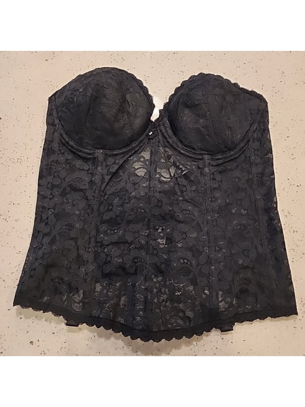 Fredericks Of Hollywood Vintage Strapless Black Lace Bra 36C Underwire 5803